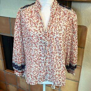 Trovata Floral Quincy Button-Up Long Sleeve Blouse, size S